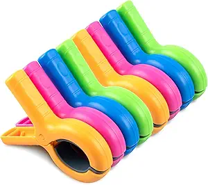 Large Beach Towel Clips for Beach Chairs, 8 Pcs Towel Holder for Beach Chair Pool Chair on Cruise, Jumbo Size Heavy Duty Clothes Pins, Beach Chair Clips to Beach Accessories Must Haves, 4 Colors