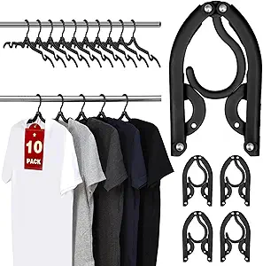 10 Pcs Travel Hangers, Cruise Ship Essentials Travel Essentials, Portable Cruises Must Haves 2026, Folding Hangers for Suitcase, RV Camping Airplane Europe Vacation Essential, Black
