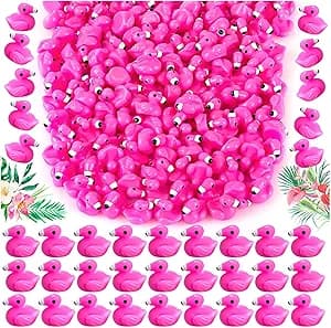 100Pcs Mini Resin Flamingo Ducks, Flamingo Tiny Figurines for Cake Topper Garden Dollhouse Landscape Aquarium Ornaments DIY Crafts