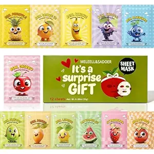 Collagen Face Masks Skincare Bulk,Hydrating Spa Face Mask Beauty for Sensitive Skin,Sheet Mask for Women Skin Care, Facial Mask Sets for Teen Girls (12 Masks Fruits)