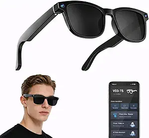 Al Smart Glasses for Women and Men, Smart Glasses with Camera and Bluetooth, Real-Time Translation Glasses with Speakers, 8MP HD Recording Glasses, Open-Ear Smart Sunglasses for Travel, Work, Driving