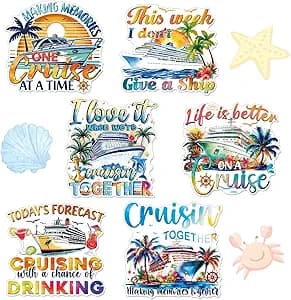 Cruise Door Decorations Magnetic - 6 Pcs Sea Navigation Cruise Door Magnets Funny Nautical Cruise Ship Door Decorations Magnets Sticker Decals for Carnival Stateroom Cabin Party Decor