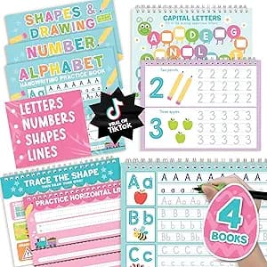 Hadley Designs Magic Grooved Writing Practice for Kids- Preschool Learning Activities, Letter Tracing for Kids Ages 3-5, Magic Book Handwriting Practice, Kindergarten Workbooks, Easter Gifts For Kids